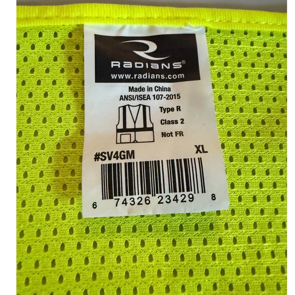 Radians Radwear SV4GM High Visibility Safety Vest Yellow Mesh Class 2 XL‎